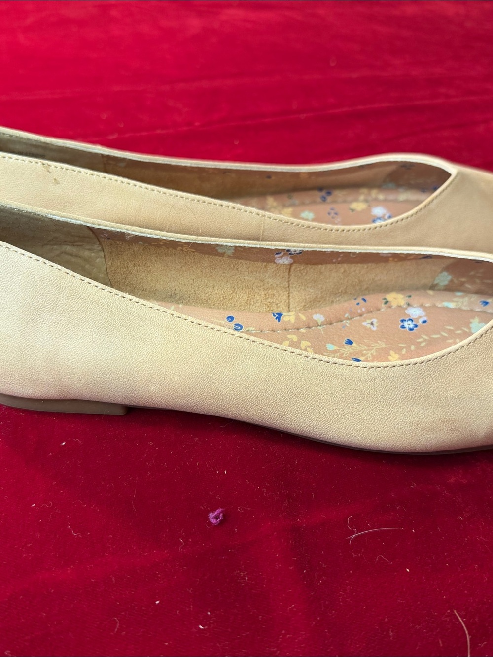 Lucky Brand Beige Ballet Flats with Floral Insole